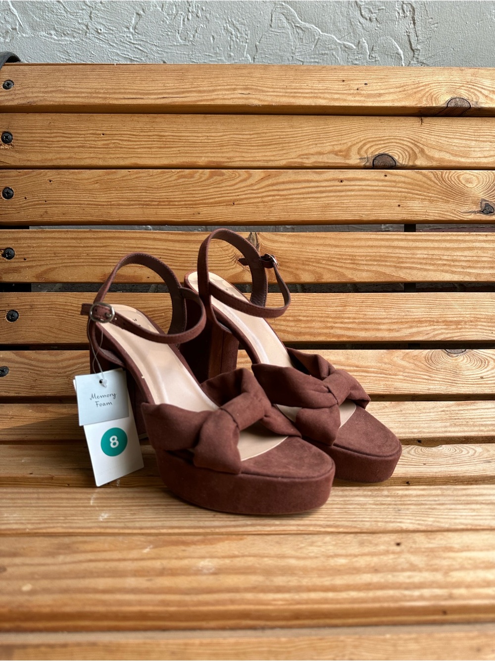 A New Day Brown Knotted Platform Sandals
